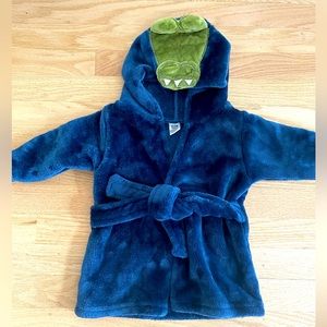 NEW Baby boy blue bath robe gator dinosaur 6-9mo
